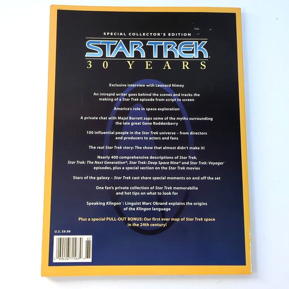 Star Trek 30 Years Special Collector's Edition Magazine 1996 Unused Poster VTG - Picture 2 of 3